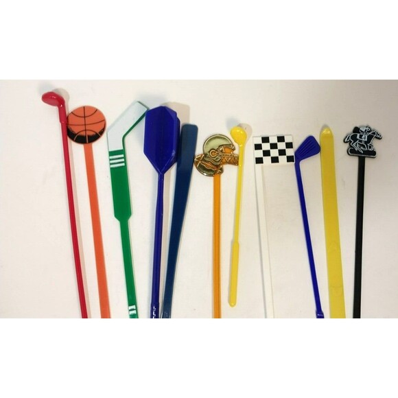 Vintage Set of 62 Drink Stir Sticks Various Themes Retro Barware - Picture 9 of 13